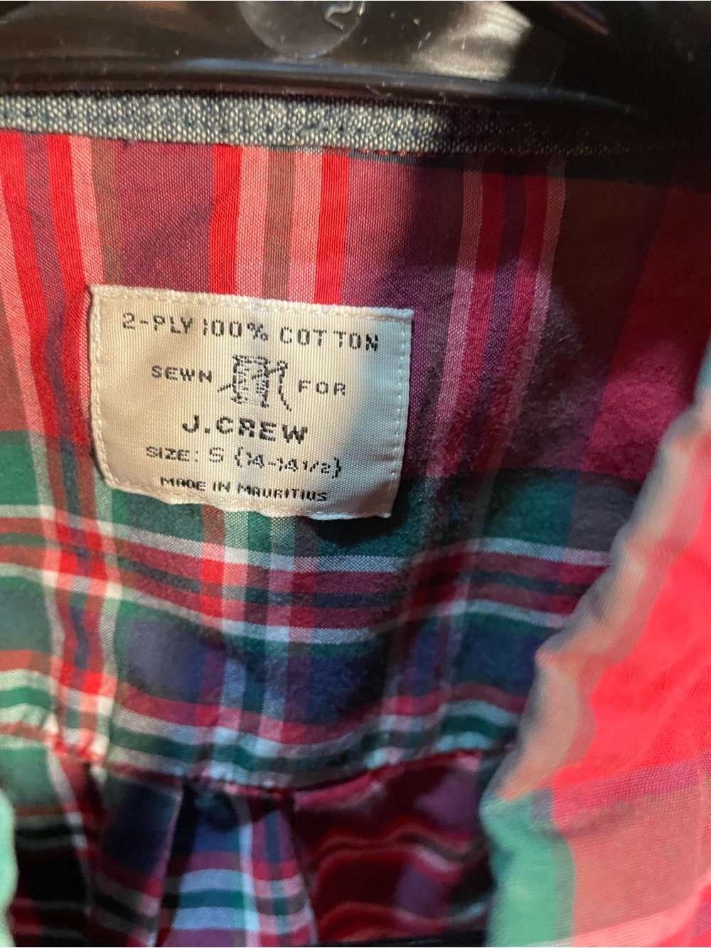 J. Crew Red, Green & Navy Plaid Cotton Button-Up